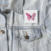 Badge Carré 5 Cm Flower Butterfly (En situation)