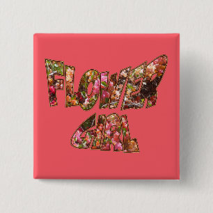 Badge Carré 5 Cm Flower Girl Bougainvillea Square Button