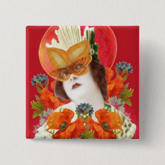 Badge Carré 5 Cm flowerLadyMangoHead II