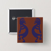 Flûte Jouer Kokopelli Figure - Bleu sur rouille Ro