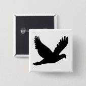 Badge Carré 5 Cm Flying dove silhouette (Devant & derrière)