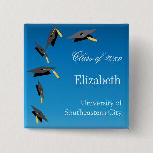 Badge Carré 5 Cm Flying Graduation Caps