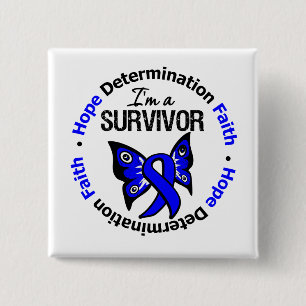 Badge Carré 5 Cm Foi de détermination d'espoir de survivant de