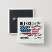 Badge Carré 5 Cm Foi et liberté : Psaume 33:12 (Devant & derrière)