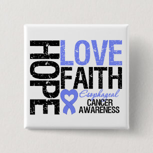 Badge Carré 5 Cm Foi oesophagienne d'amour d'espoir de Cancer