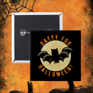 Badge Carré 5 Cm Folle pour Halloween ! Bouton carré