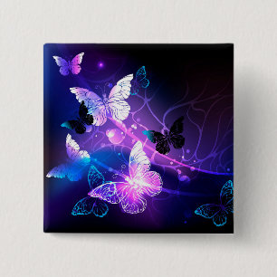 Badge Carré 5 Cm Fond avec papillons de nuit