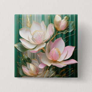 Badge Carré 5 Cm Fond d'écran en fleurs Art Magnolia Japonais