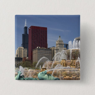 Badge Carré 5 Cm Fontaine de Buckingham située à Grant Park,