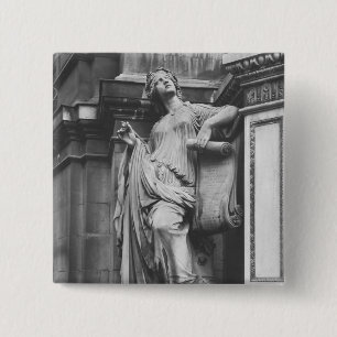 Badge Carré 5 Cm Fontaine de Moliere, comédie légère, 1844