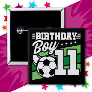 Badge Carré 5 Cm Football 11 ans Football Enfants 11e anniversaire 