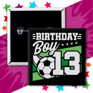 Badge Carré 5 Cm Football 13 ans Football Enfants 13e anniversaire 