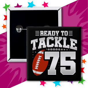 Badge Carré 5 Cm Football de 75 ans 75e anniversaire