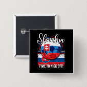 Badge Carré 5 Cm Football Slovaquie Drapeau, balle de football Vint (Devant & derrière)