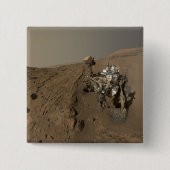 Badge Carré 5 Cm Forage Mars Curiosity Red Martian Paysage (Devant)