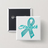 Badge Carré 5 Cm Force - Ruban Turquoise (Devant & derrière)