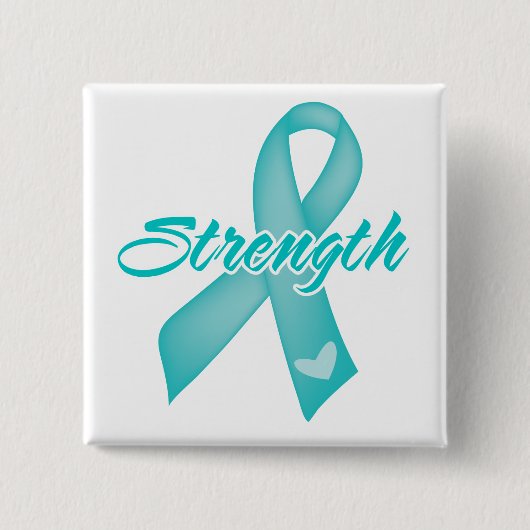 Badge Carré 5 Cm Force - Ruban Turquoise (Devant)