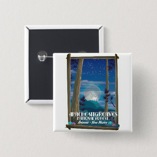 Badge Carré 5 Cm Forêt nationale d'Apache-Sitgreaves (Devant & derrière)