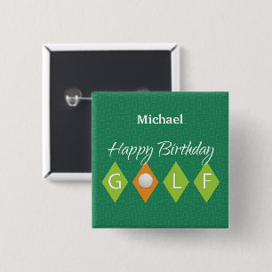 Badge Carré 5 Cm Formes de diamant vert pour anniversaire de golf