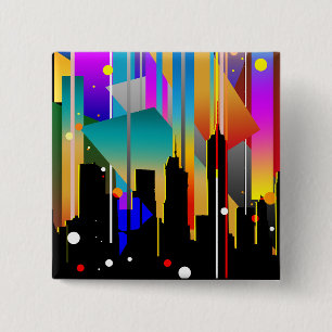 Badge Carré 5 Cm Formes Géométriques Abstraites de New York Moderne