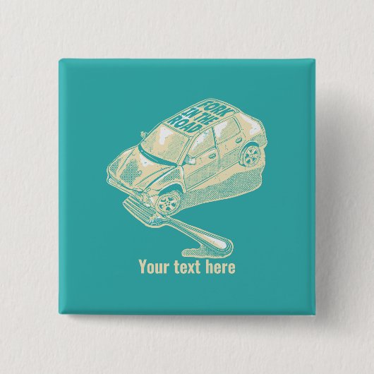 Badge Carré 5 Cm Fourche dans l'accident de la route (Devant)