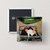 Badge Carré 5 Cm Fourche sur la route (Devant & derrière)