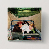 Badge Carré 5 Cm Fourche sur la route (Devant)