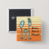 Badge Carré 5 Cm Fourchette + Spoon= Spork (Devant & derrière)