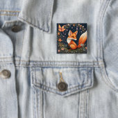 Badge Carré 5 Cm Fox en fleurs (En situation)