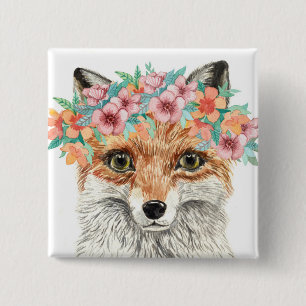 Badge Carré 5 Cm Fox floral