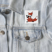 Badge Carré 5 Cm Fox jouant la cannelure (En situation)
