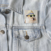 Badge Carré 5 Cm Fox Terrier (En situation)