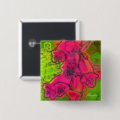 BADGE CARRÉ 5 CM FOXGLOVES (Devant & derrière)