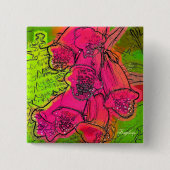 BADGE CARRÉ 5 CM FOXGLOVES (Devant)