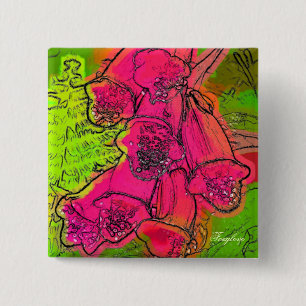 BADGE CARRÉ 5 CM FOXGLOVES