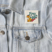 Badge Carré 5 Cm Foxy Cute avec Fleurs (En situation)