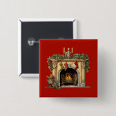Badge Carré 5 Cm Foyer victorien cosy Noël (Devant & derrière)