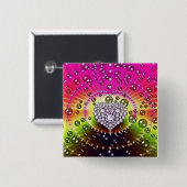 Badge Carré 5 Cm Fractale de diamant (Devant & derrière)