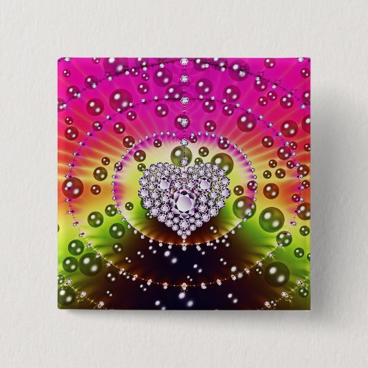 Badge Carré 5 Cm Fractale de diamant (Devant)