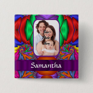 Badge Carré 5 Cm fractale personnalisée multicolore