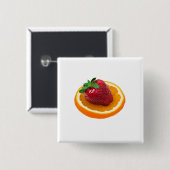 Badge Carré 5 Cm Fraise et orange (Devant & derrière)
