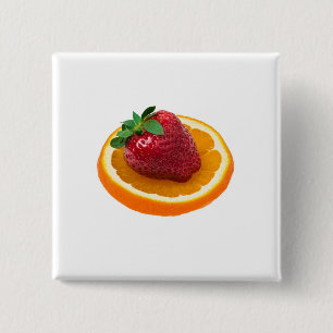 Badge Carré 5 Cm Fraise et orange