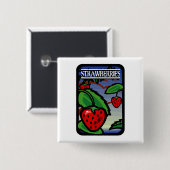 Badge Carré 5 Cm Fraises (Devant & derrière)