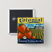 Badge Carré 5 Cm Fraises coloniales (Devant & derrière)