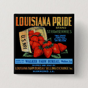 Badge Carré 5 Cm Fraises de la Louisiane Pride