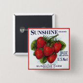 Badge Carré 5 Cm Fraises de Sunshine (Devant & derrière)