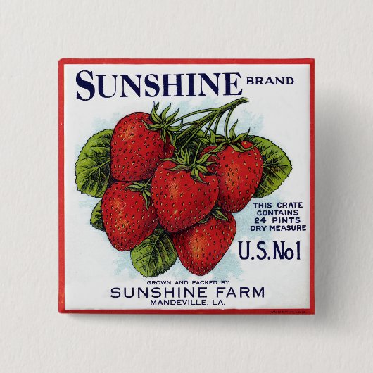 Badge Carré 5 Cm Fraises de Sunshine (Devant)
