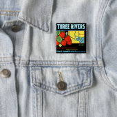 Badge Carré 5 Cm Fraises de Three Rivers (En situation)