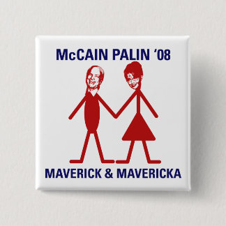 Badge Carré 5 Cm Franc-tireur et Mavericka McCain Palin 08