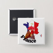 Badge Carré 5 Cm France Button (Devant & derrière)